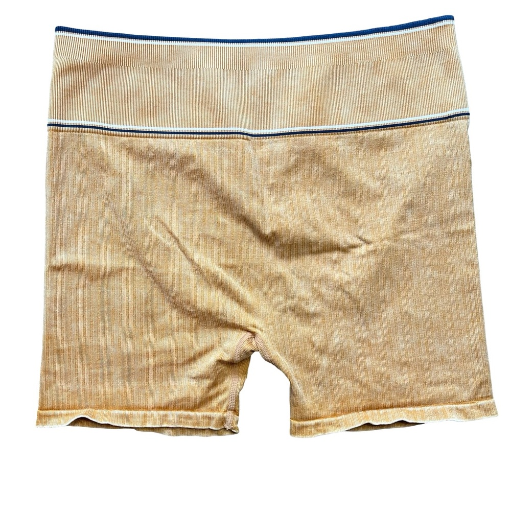 Free People Movement Women's Gold Varsity Tipping Ribbed Seamless Shorts M/L - Picture 3 of 5